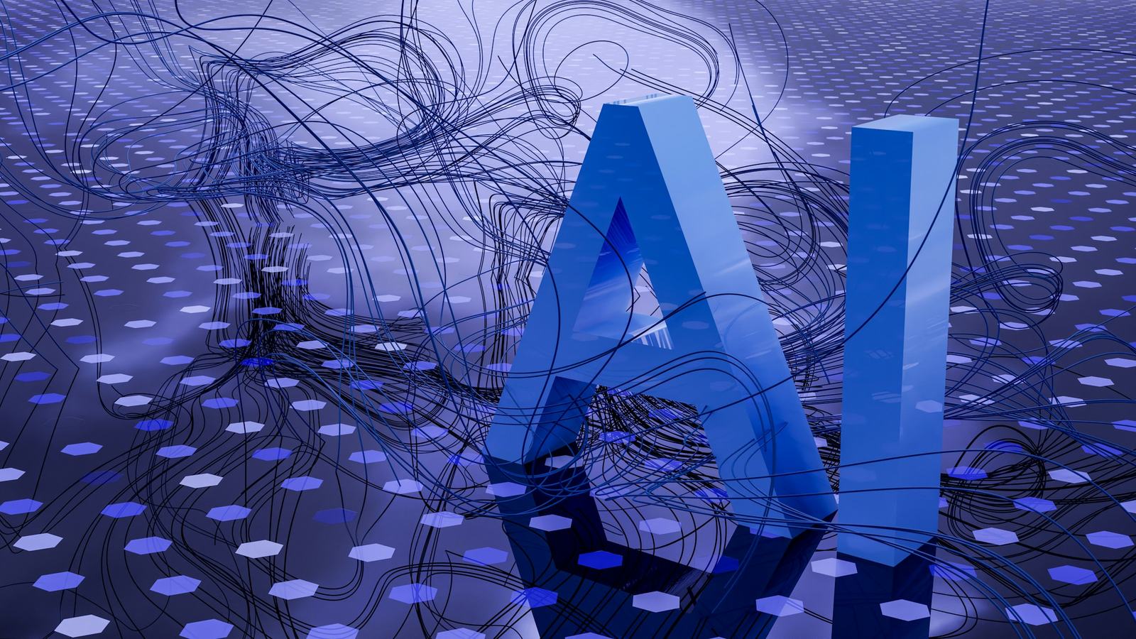 Abstract illustration of artificial intelligence with data connections