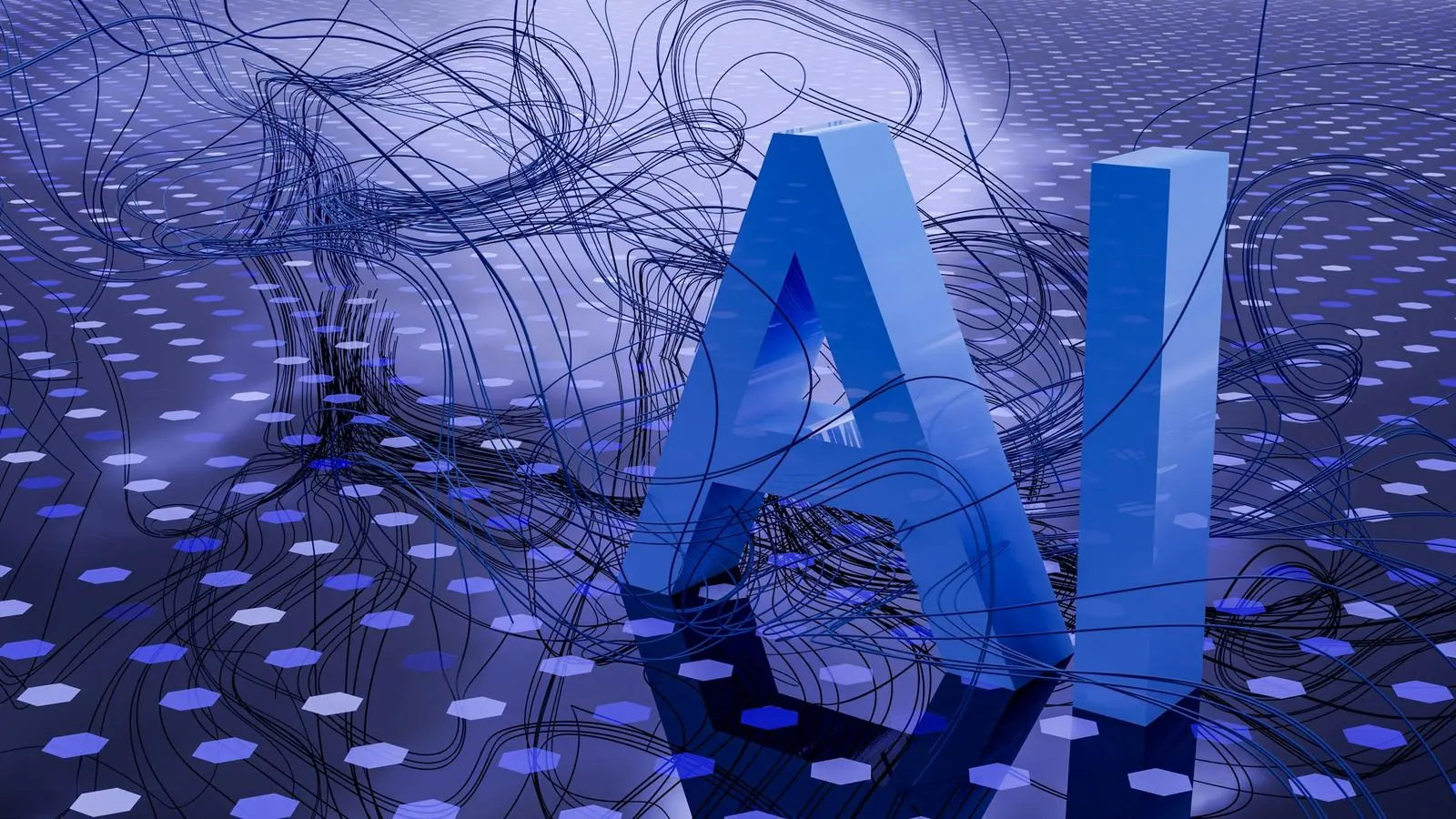 Abstract illustration of artificial intelligence with data connections