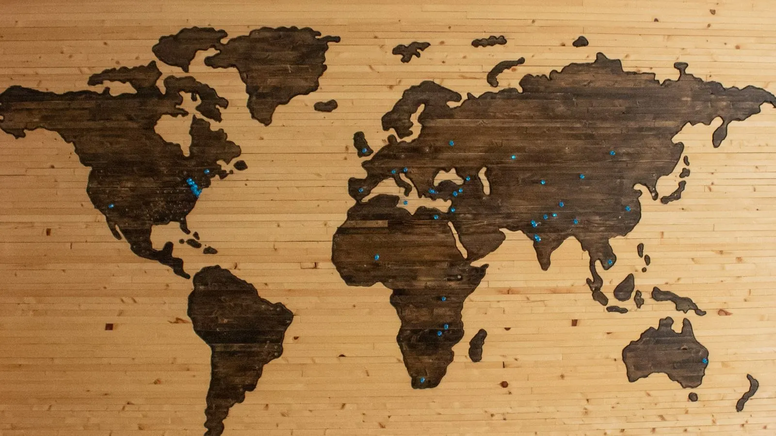 World map on wood