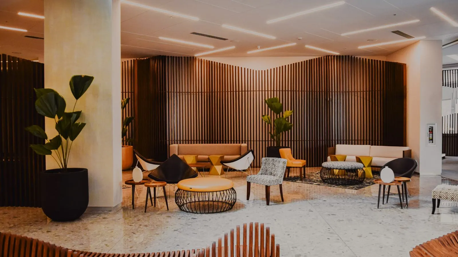 Modern hotel lobby lounge